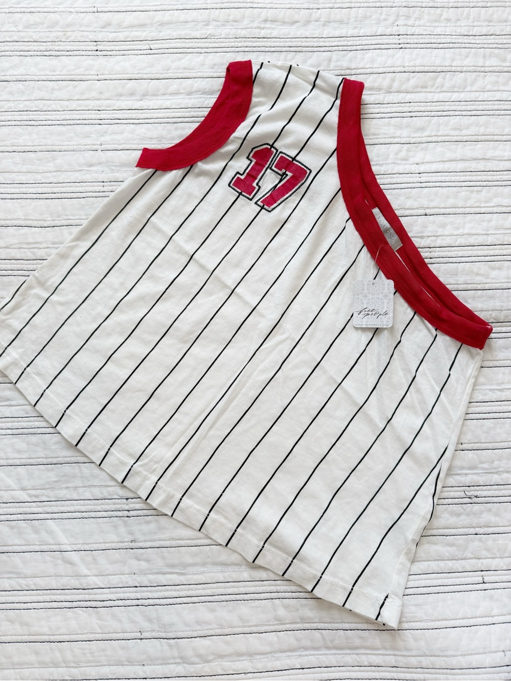 NWT Free People Sloan Sport Muscle Tank Baseball One Shoulder Red size Medium - Picture 4 of 9